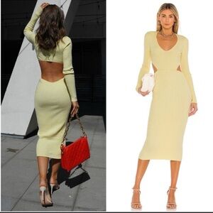 Revolve Camila Coelho Rosabella Ribbed Cutout Midi Dress - XS Pale Yellow